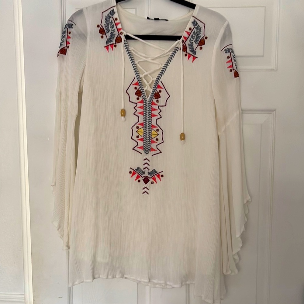 Embroidered White Boho Dress